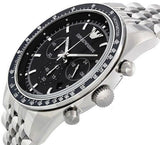 Buy Shop Emporio Armani Tazio Chronograph Black Dial Silver Steel Strap Watch For Men - AR5988 USA Online