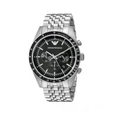 Buy Shop Emporio Armani Tazio Chronograph Black Dial Silver Steel Strap Watch For Men - AR5988 USA Online