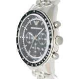 Buy Shop Emporio Armani Tazio Chronograph Black Dial Silver Steel Strap Watch For Men - AR5988 USA Online