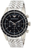 Buy Shop Emporio Armani Tazio Chronograph Black Dial Silver Steel Strap Watch For Men - AR5988 USA Online