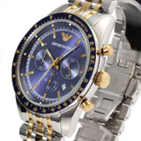 Buy Shop Emporio Armani Tazio Chronograph Blue Dial Two Tone Stainless Steel Watch For Men - AR6088 USA Online