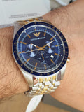 Buy Shop Emporio Armani Tazio Chronograph Blue Dial Two Tone Stainless Steel Watch For Men - AR6088 USA Online