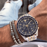 Buy Shop Emporio Armani Tazio Chronograph Blue Dial Two Tone Steel Strap Watch For Men - AR8030 USA Online