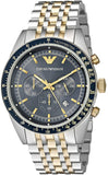Buy Shop Emporio Armani Tazio Chronograph Blue Dial Two Tone Steel Strap Watch For Men - AR8030 USA Online