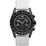 Buy Shop Emporio Armani Sportivo Chronograph Black Dial White Rubber Strap Watch For Men - AR6112 USA Online