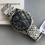 Buy Shop Emporio Armani Team Italia Chronograph Black Dial Silver Steel Strap Watch For Men - AR5983 USA Online