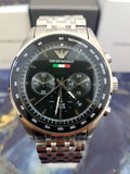 Buy Shop Emporio Armani Team Italia Chronograph Black Dial Silver Steel Strap Watch For Men - AR5983 USA Online