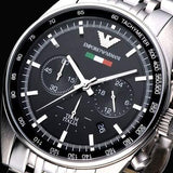 Buy Shop Emporio Armani Team Italia Chronograph Black Dial Silver Steel Strap Watch For Men - AR5983 USA Online