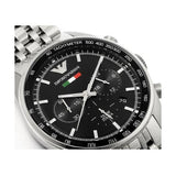 Buy Shop Emporio Armani Team Italia Chronograph Black Dial Silver Steel Strap Watch For Men - AR5983 USA Online
