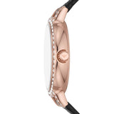Buy Shop Emporio Armani Cleo Three-Hand Mother of Pearl Dial Black Leather Strap Watch For Women - AR11485 USA Online