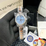 Buy Shop Emporio Armani Three Hand Blue Dial Two Tone Steel Strap Watch for Women - AR11597 USA Online