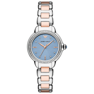 Buy Shop Emporio Armani Three Hand Blue Dial Two Tone Steel Strap Watch for Women - AR11597 USA Online