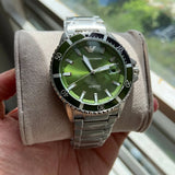 Buy Shop Emporio Armani Three Hand Green Dial Silver Steel Strap Watch For Men - AR11338 USA Online