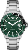 Buy Shop Emporio Armani Three Hand Green Dial Silver Steel Strap Watch For Men - AR11338 USA Online