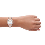 Buy Shop Emporio Armani Three Hand Quartz Mother of Pearl Dial Two Tone Steel Strap Watch For Women - AR11569 USA Online