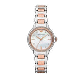 Buy Shop Emporio Armani Three Hand Quartz Mother of Pearl Dial Two Tone Steel Strap Watch For Women - AR11569 USA Online