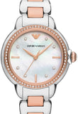 Buy Shop Emporio Armani Three Hand Quartz Mother of Pearl Dial Two Tone Steel Strap Watch For Women - AR11569 USA Online