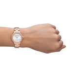 Buy Shop Emporio Armani Aira Three Hand Mother of Pearl Dial Rose Gold Steel Strap Watch For Women - AR11523 USA Online