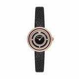 Emporio Armani Rosa Two Hand Black Dial Black Leather Strap Watch For Women - AR11493