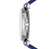 Buy Shop Emporio Armani Gianni T Bar Quartz Crystals Silver Dial Blue Leather Strap Watch For Women - AR11344 USA Online