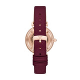 Buy Shop Emporio Armani Gianni T Bar Crystals Maroon Dial Maroon Leather Strap Watch for Women - AR11487 USA Online