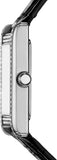 Buy Shop Emporio Armani Two Hand Crystals Silver Dial Black Leather Strap Watch for Women - AR11623 USA Online