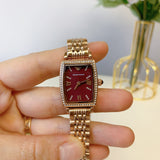 Buy Shop Emporio Armani Two Hand Diamonds Burgundy Dial Rose Gold Steel Strap Watch For Women - AR11488 USA Online