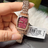 Buy Shop Emporio Armani Two Hand Diamonds Burgundy Dial Rose Gold Steel Strap Watch For Women - AR11488 USA Online
