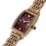Buy Shop Emporio Armani Two Hand Diamonds Burgundy Dial Rose Gold Steel Strap Watch For Women - AR11488 USA Online