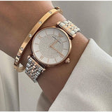Buy Shop Emporio Armani Gianni T Bar White Dial Two Tone Steel Strap Watch For Women - AR8031 USA Online