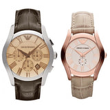 Buy Shop Emporio Armani Valente Analog Beige Dial Beige Leather Strap Watch For Men - AR1667 USA Online
