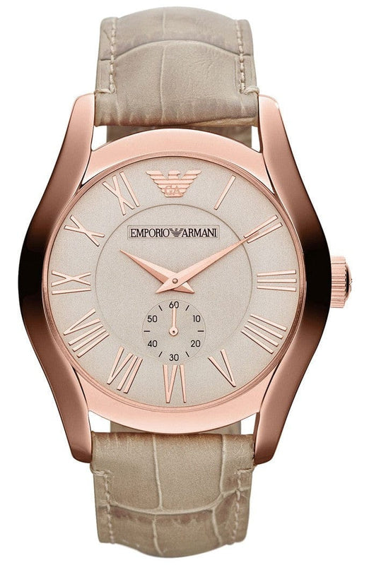 Buy Shop Emporio Armani Valente Analog Beige Dial Beige Leather Strap Watch For Men - AR1667 USA Online