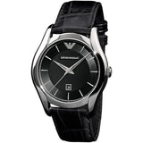 Buy Shop Emporio Armani Valente Black Dial Black Leather Strap Watch For Men - AR0643 USA Online