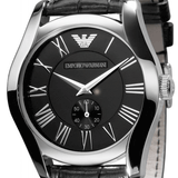Buy Shop Emporio Armani Valente Black Dial Black Leather Strap Watch For Men - AR0643 USA Online