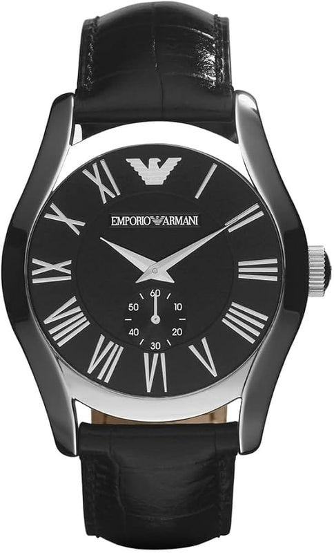 Buy Shop Emporio Armani Valente Black Dial Black Leather Strap Watch For Men - AR0643 USA Online