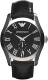 Buy Shop Emporio Armani Valente Black Dial Black Leather Strap Watch For Men - AR0643 USA Online