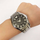 Buy Shop Emporio Armani Valente Black Dial Silver Steel Strap Watch For Men - AR0680 USA Online