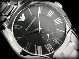 Buy Shop Emporio Armani Valente Black Dial Silver Steel Strap Watch For Men - AR0680 USA Online