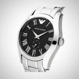 Buy Shop Emporio Armani Valente Black Dial Silver Steel Strap Watch For Men - AR0680 USA Online