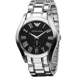 Buy Shop Emporio Armani Valente Black Dial Silver Steel Strap Watch For Men - AR0680 USA Online
