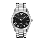 Buy Shop Emporio Armani Valente Black Dial Silver Steel Strap Watch For Men - AR0680 USA Online