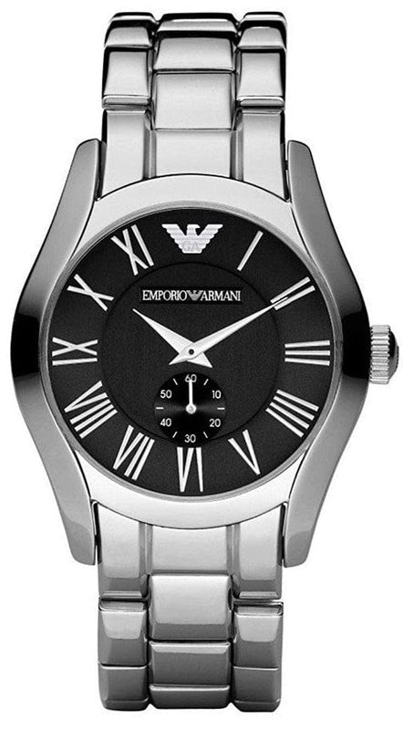 Buy Shop Emporio Armani Valente Black Dial Silver Steel Strap Watch For Men - AR0680 USA Online