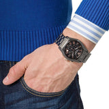 Buy Shop Emporio Armani Valente Ceramica Chronograph Black Dial Black Steel Strap Watch For Men - AR1410 USA Online