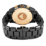 Buy Shop Emporio Armani Valente Ceramica Chronograph Black Dial Black Steel Strap Watch For Men - AR1410 USA Online