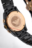Buy Shop Emporio Armani Valente Ceramica Chronograph Black Dial Black Steel Strap Watch For Men - AR1410 USA Online