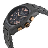 Buy Shop Emporio Armani Valente Ceramica Chronograph Black Dial Black Steel Strap Watch For Men - AR1410 USA Online