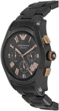 Buy Shop Emporio Armani Valente Ceramica Chronograph Black Dial Black Steel Strap Watch For Men - AR1410 USA Online