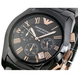 Buy Shop Emporio Armani Valente Ceramica Chronograph Black Dial Black Steel Strap Watch For Men - AR1410 USA Online