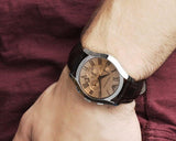 Buy Shop Emporio Armani Valente Chronograph Amber Dial Brown Leather Strap Watch For Men - AR1634 USA Online