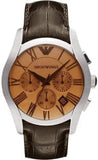 Buy Shop Emporio Armani Valente Chronograph Amber Dial Brown Leather Strap Watch For Men - AR1634 USA Online